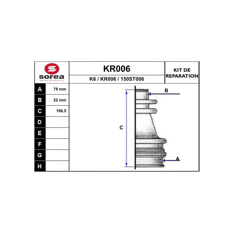 Jeu de joints-soufflets (Cardan) EAI