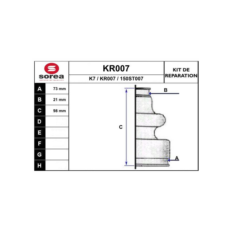Jeu de joints-soufflets (Cardan) EAI