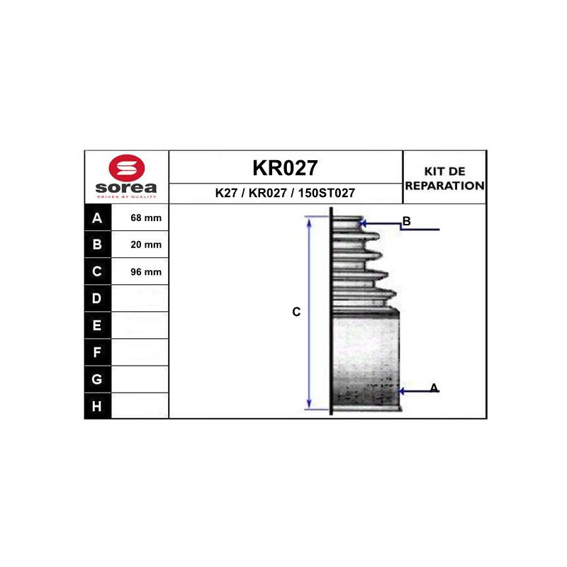 Jeu de joints-soufflets (Cardan) EAI