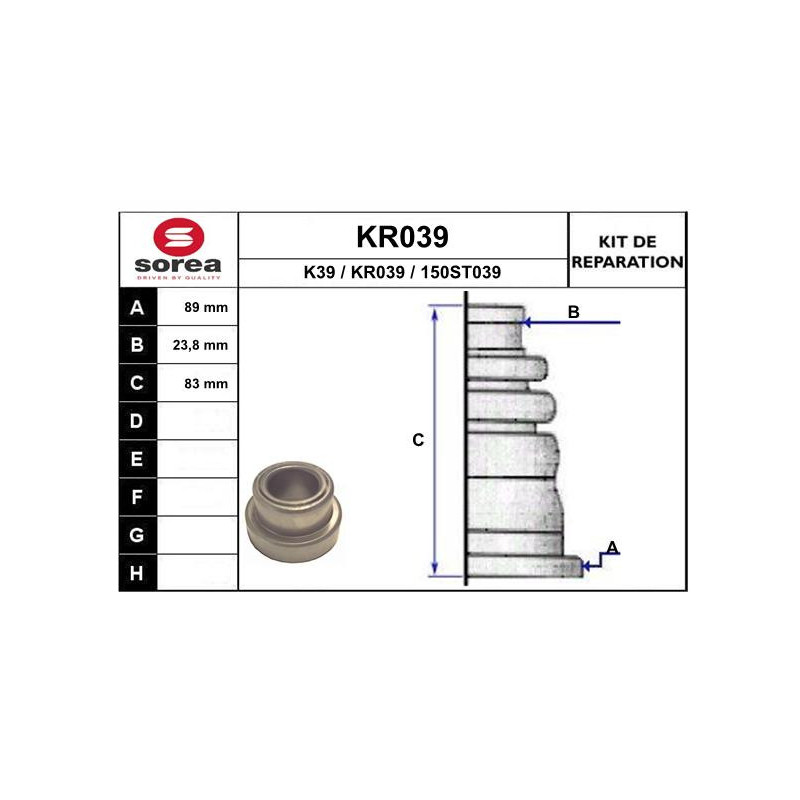 Jeu de joints-soufflets (Cardan) EAI