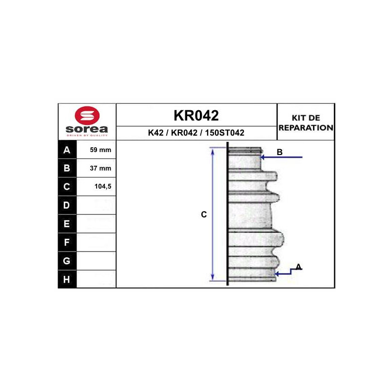 Jeu de joints-soufflets (Cardan) EAI