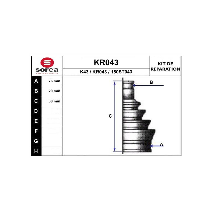 Jeu de joints-soufflets (Cardan) EAI