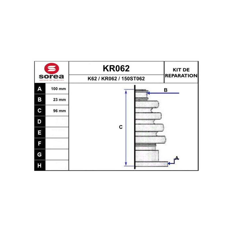 Jeu de joints-soufflets (Cardan) EAI