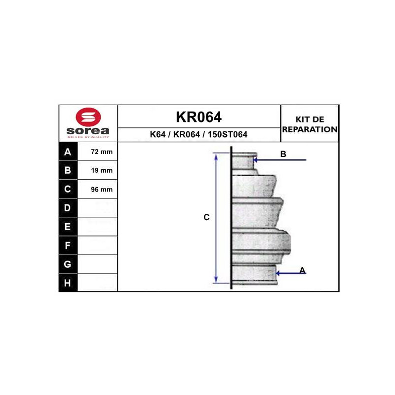 Jeu de joints-soufflets (Cardan) EAI