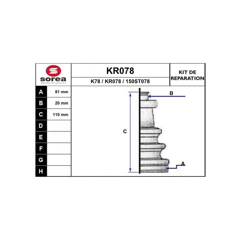 Jeu de joints-soufflets (Cardan) EAI