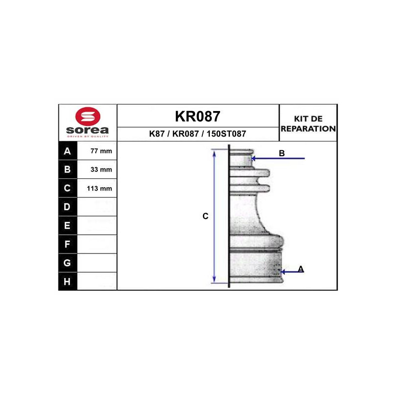 Jeu de joints-soufflets (Cardan) EAI