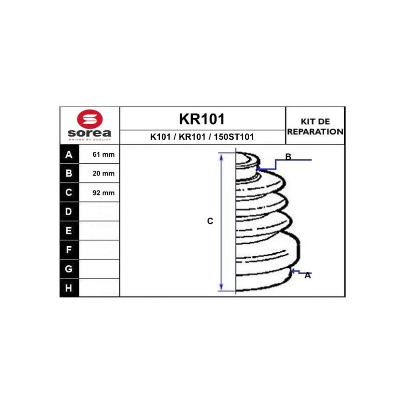 Jeu de joints-soufflets (Cardan) EAI
