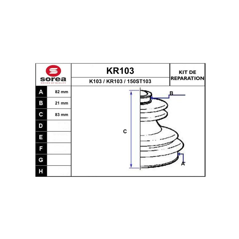 Jeu de joints-soufflets (Cardan) EAI