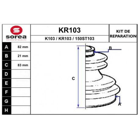 Jeu de joints-soufflets (Cardan) EAI