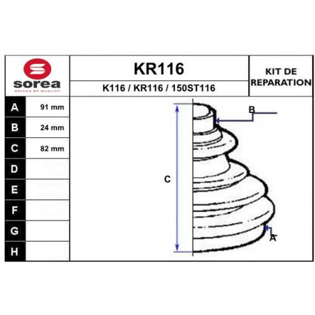 Jeu de joints-soufflets (Cardan) EAI