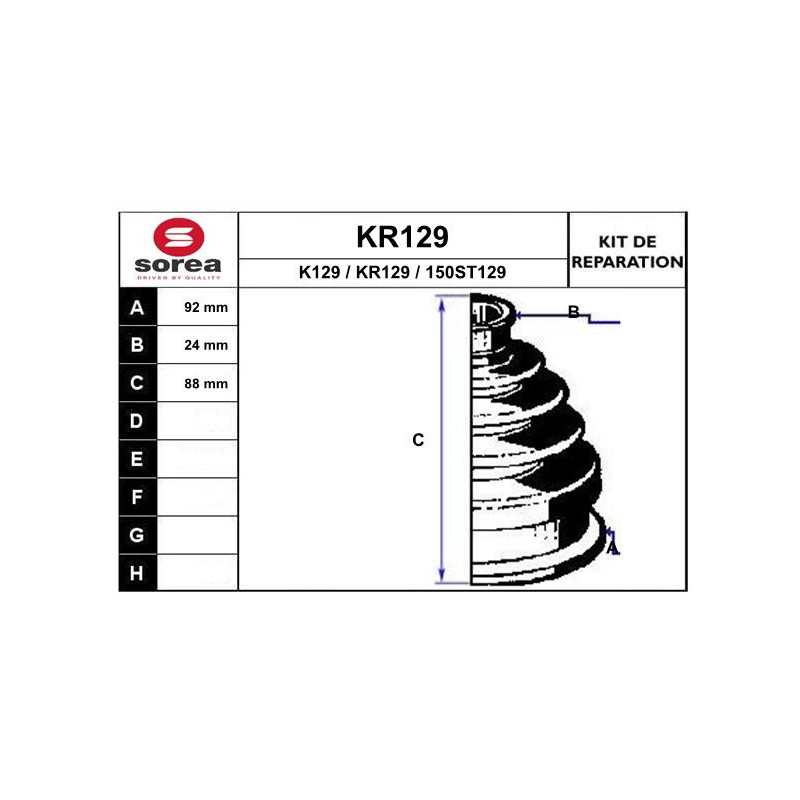 Jeu de joints-soufflets (Cardan) EAI