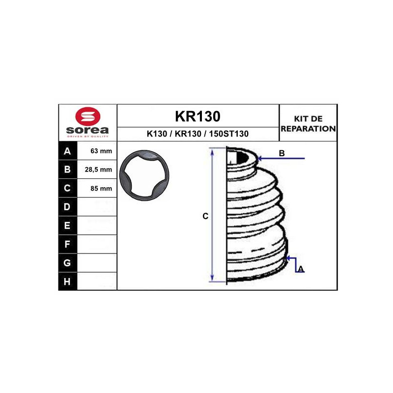 Jeu de joints-soufflets (Cardan) EAI