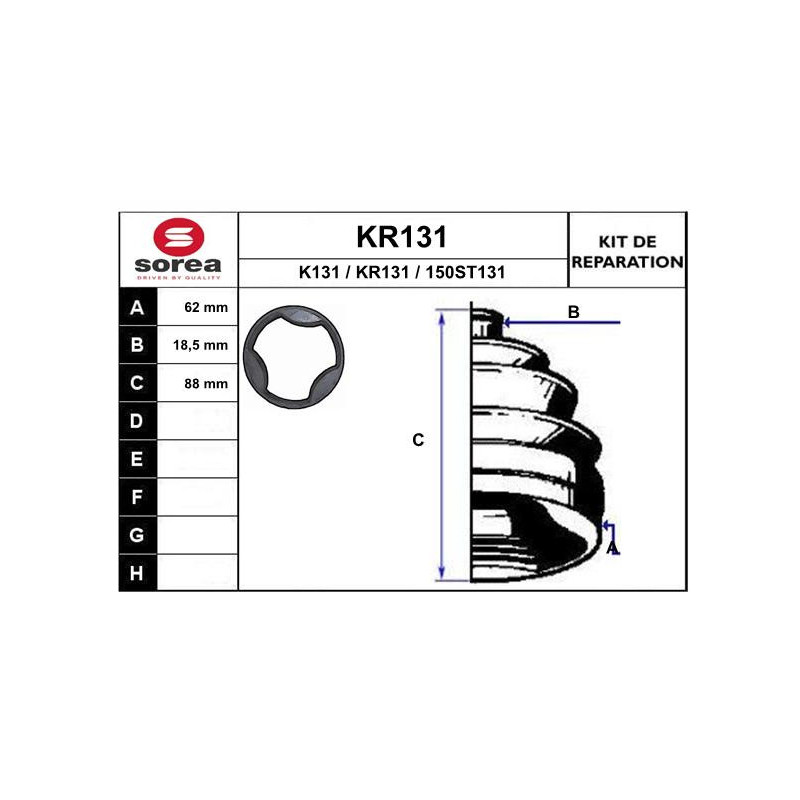 Jeu de joints-soufflets (Cardan) EAI