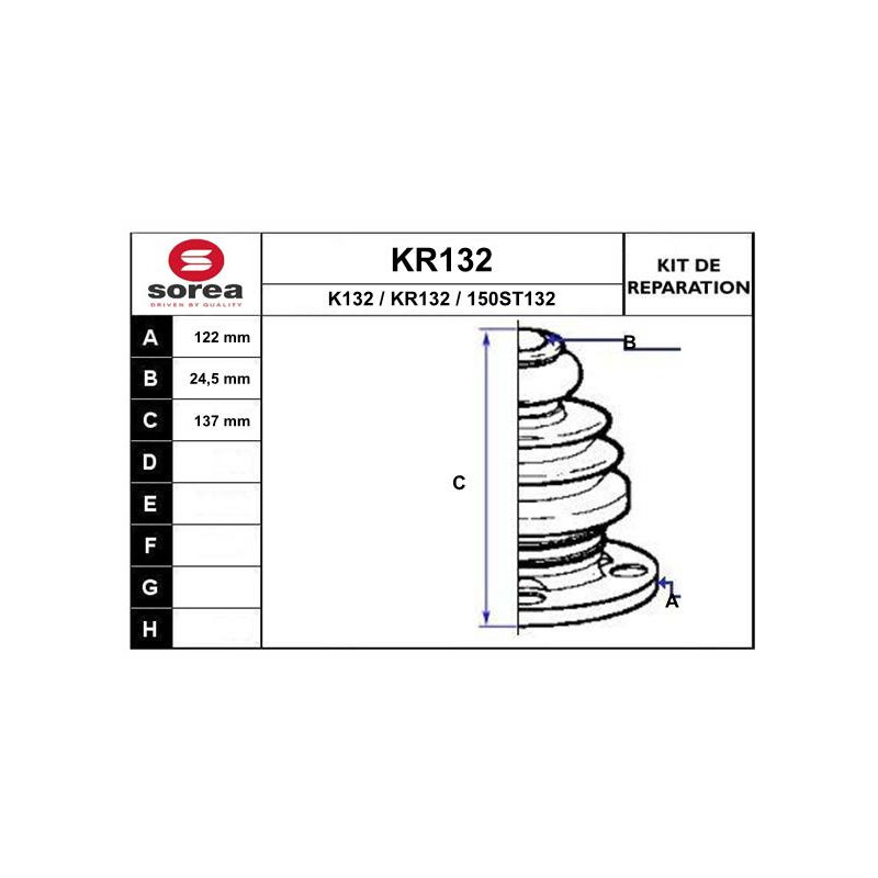Jeu de joints-soufflets (Cardan) EAI