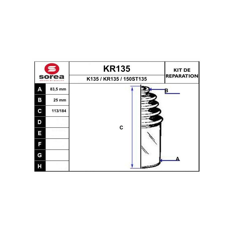 Jeu de joints-soufflets (Cardan) EAI