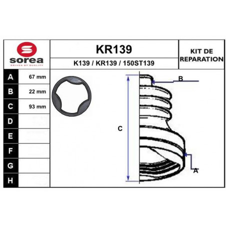 Jeu de joints-soufflets (Cardan) EAI