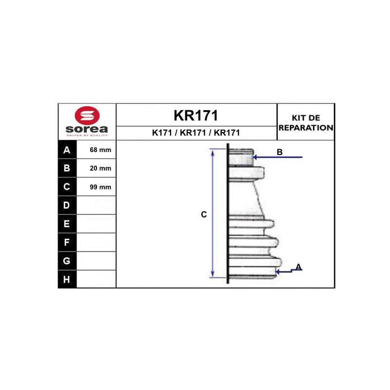Jeu de joints-soufflets (Cardan) EAI
