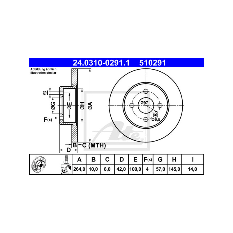 Jeu de 2 disques de frein ATE