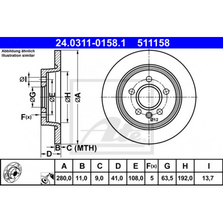 Jeu de 2 disques de frein ATE