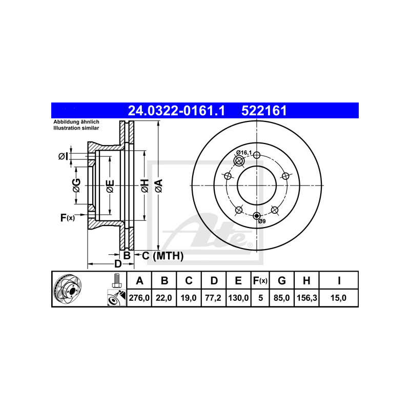 Jeu de 2 disques de frein ATE