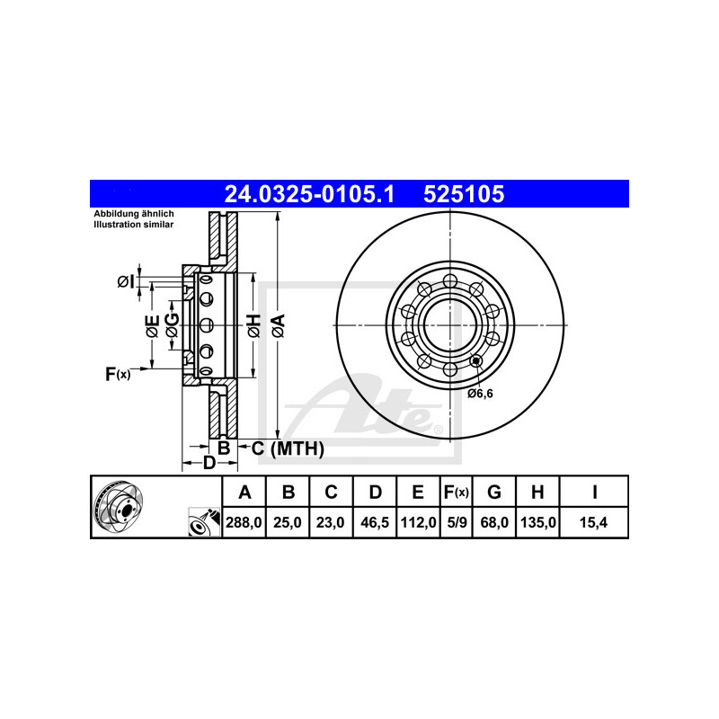 Jeu de 2 disques de frein ATE