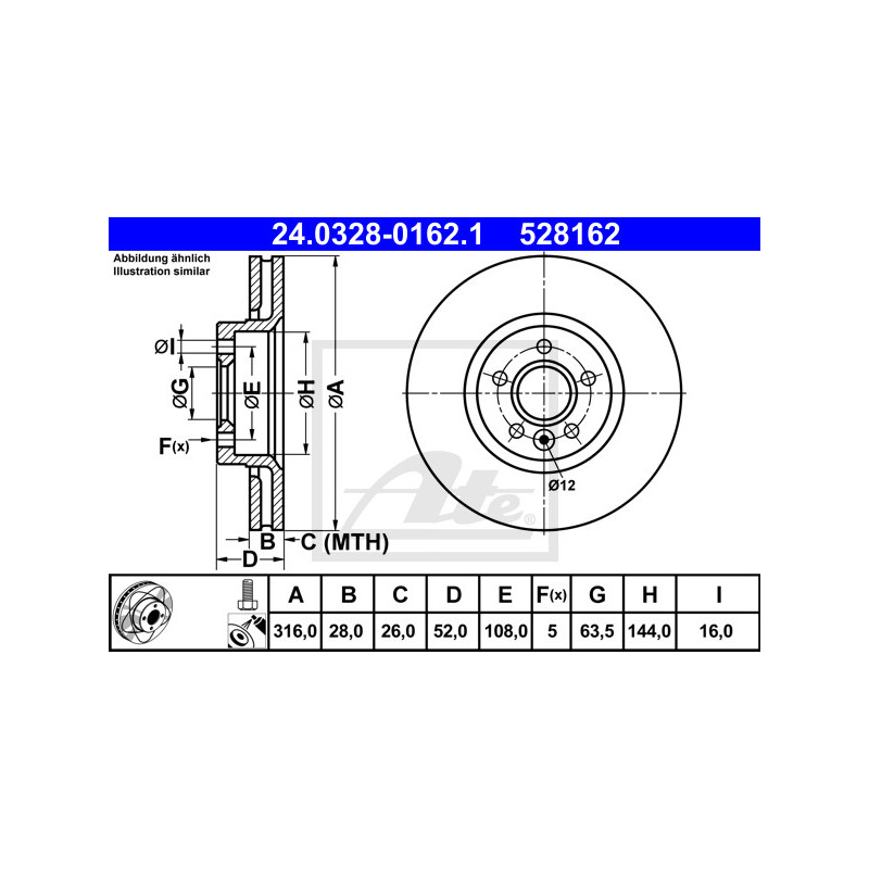Jeu de 2 disques de frein ATE