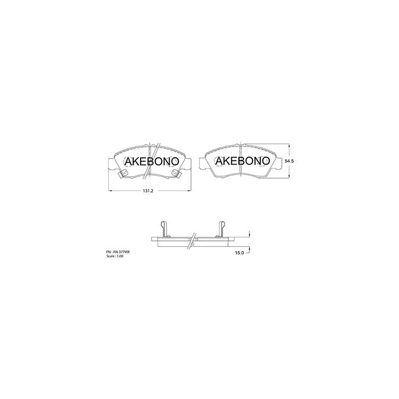 Jeu de quatre plaquettes de frein à disque AKEBONO