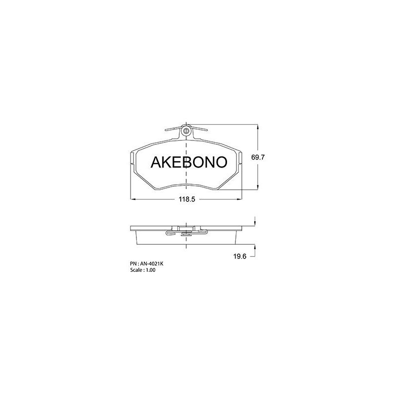 Jeu de quatre plaquettes de frein à disque AKEBONO