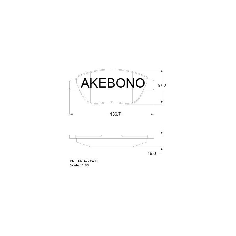 Jeu de quatre plaquettes de frein à disque AKEBONO