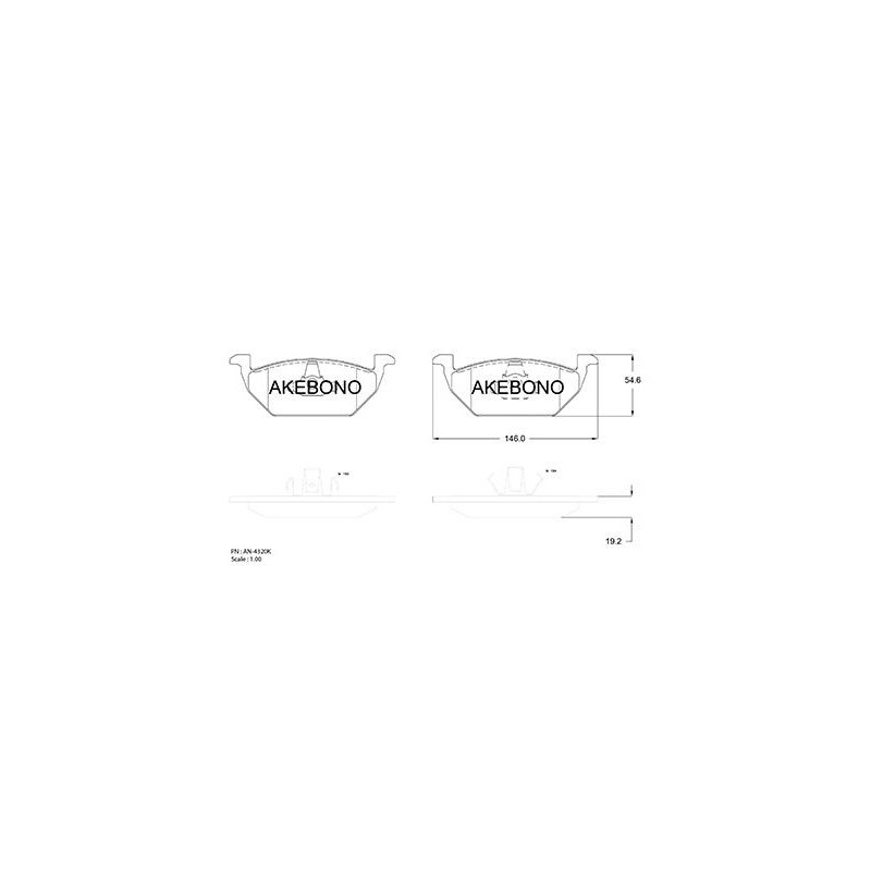 Jeu de quatre plaquettes de frein à disque AKEBONO