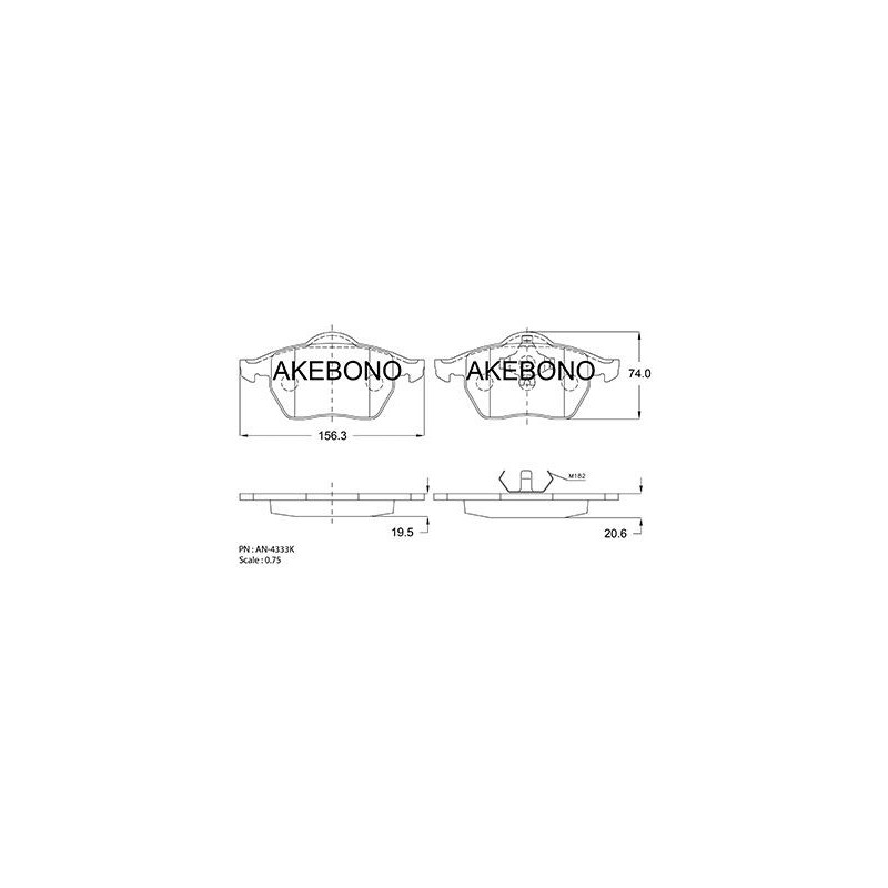 Jeu de quatre plaquettes de frein à disque AKEBONO