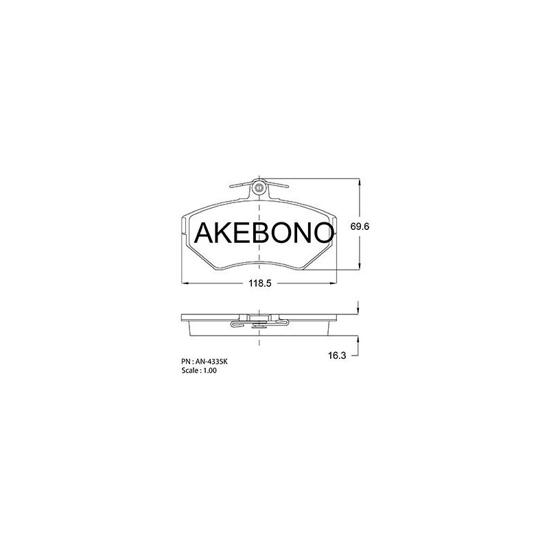 Jeu de quatre plaquettes de frein à disque AKEBONO