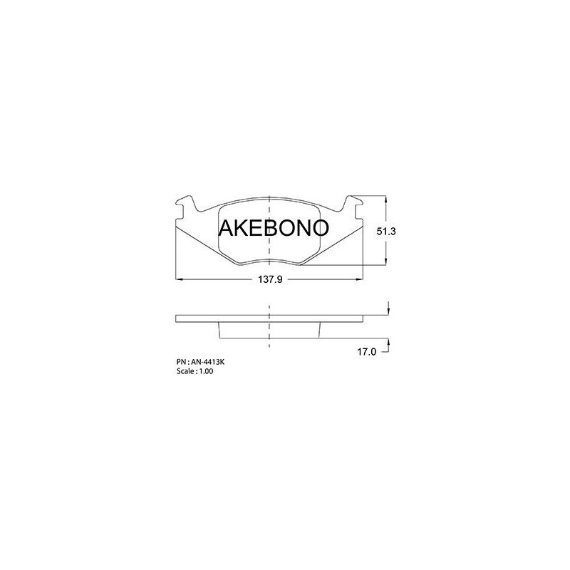 Jeu de quatre plaquettes de frein à disque AKEBONO