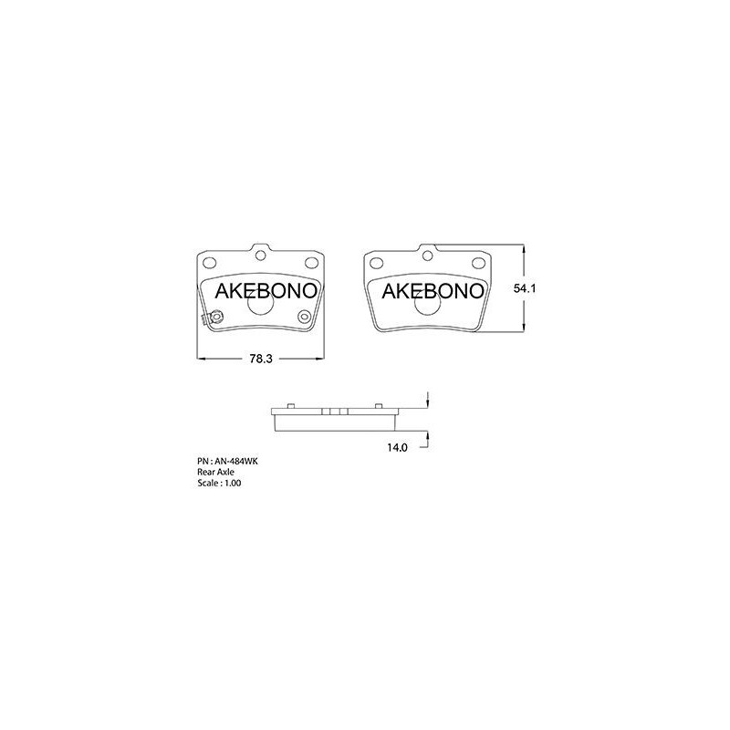 Jeu de quatre plaquettes de frein à disque AKEBONO