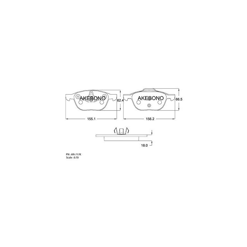 Jeu de quatre plaquettes de frein à disque AKEBONO