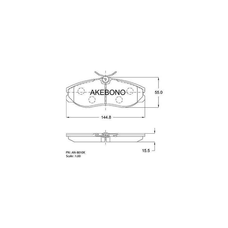 Jeu de quatre plaquettes de frein à disque AKEBONO