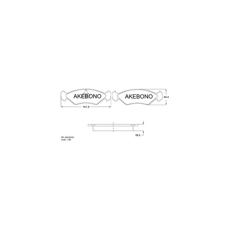 Jeu de quatre plaquettes de frein à disque AKEBONO