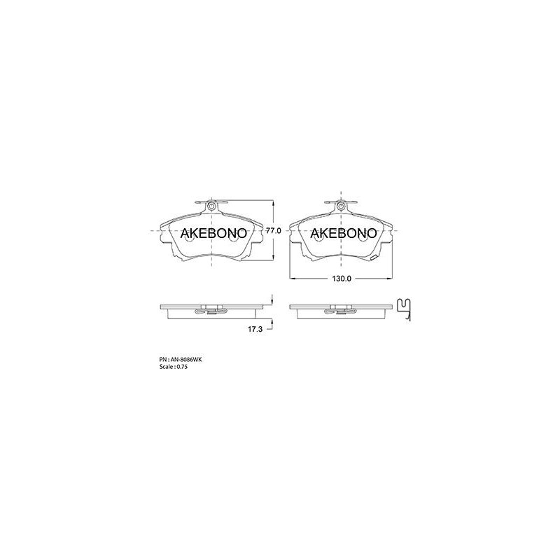 Jeu de quatre plaquettes de frein à disque AKEBONO
