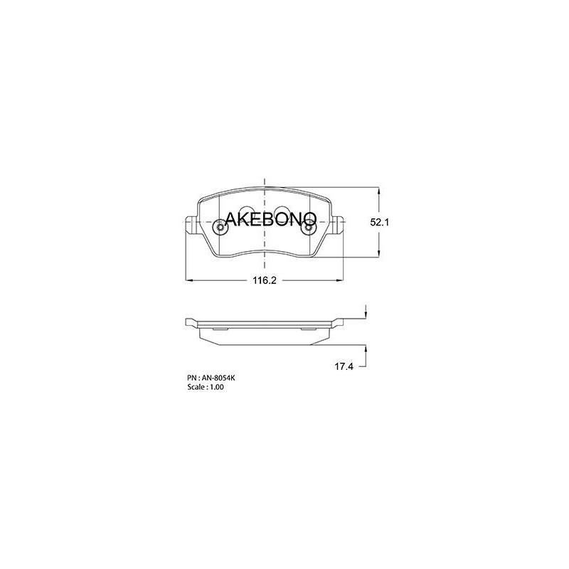 Jeu de quatre plaquettes de frein à disque AKEBONO