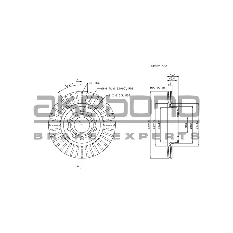 Disque de frein à l'unité AKEBONO