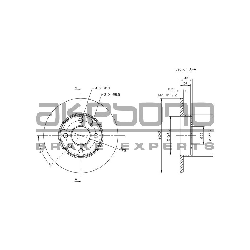 Disque de frein à l'unité AKEBONO