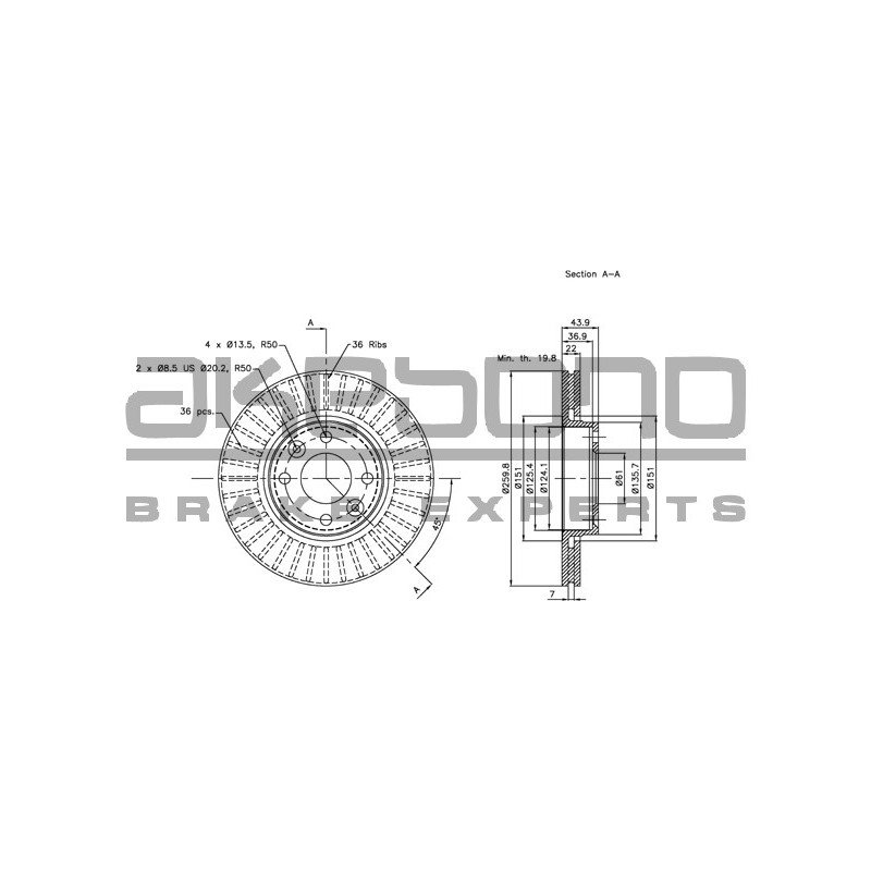 Disque de frein à l'unité AKEBONO