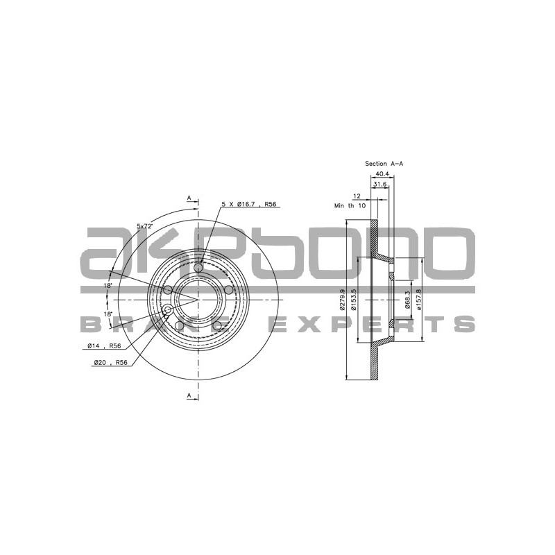 Disque de frein à l'unité AKEBONO
