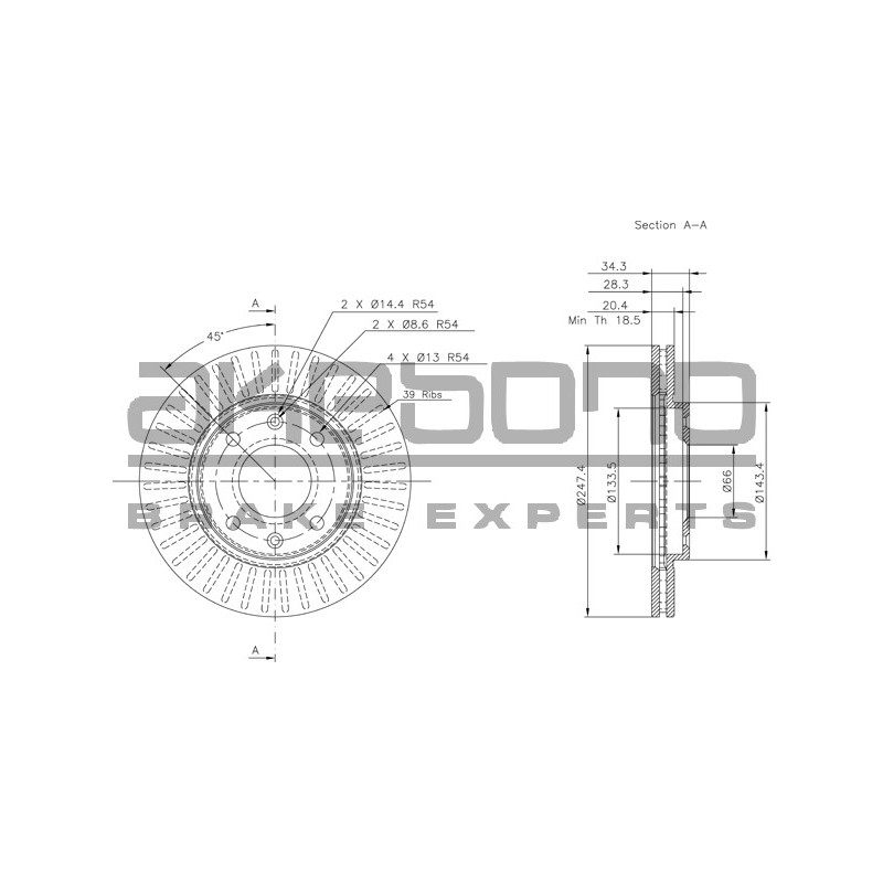 Disque de frein à l'unité AKEBONO