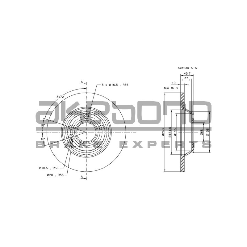 Disque de frein à l'unité AKEBONO