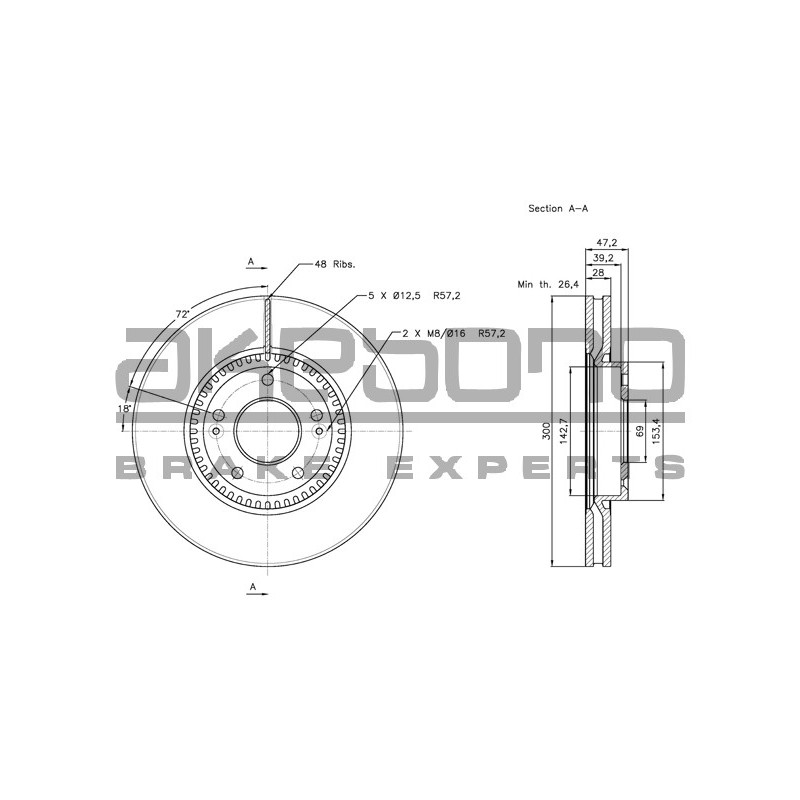 Disque de frein à l'unité AKEBONO