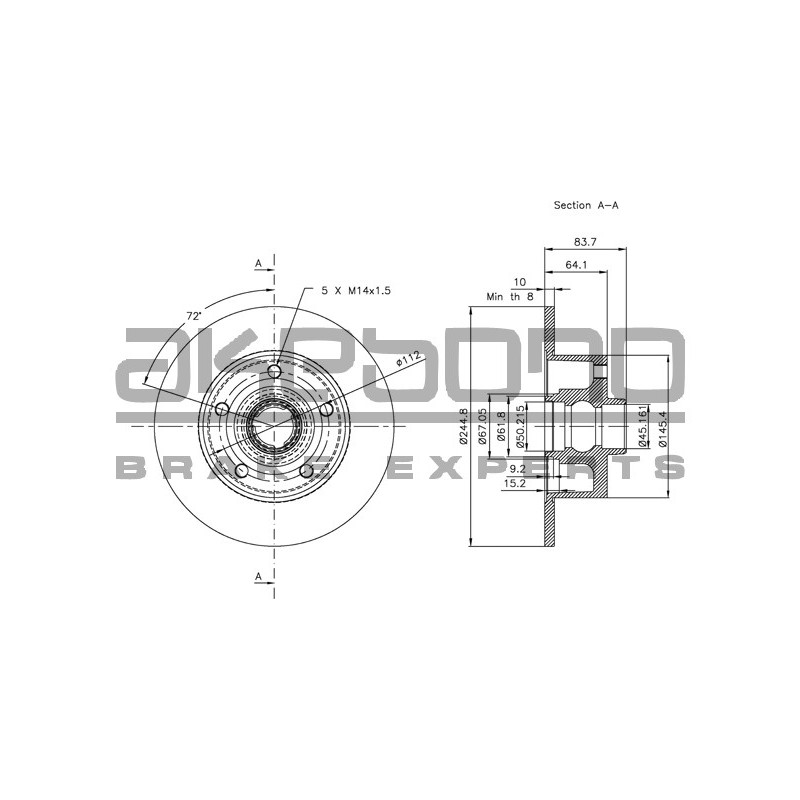 Disque de frein à l'unité AKEBONO
