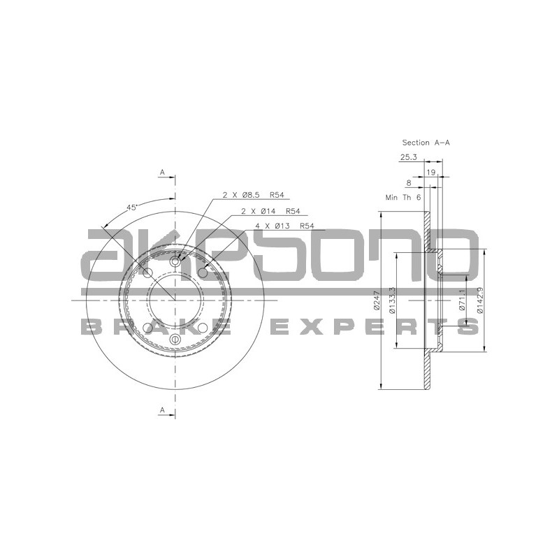 Disque de frein à l'unité AKEBONO