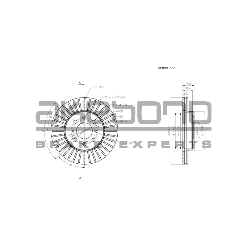 Disque de frein à l'unité AKEBONO