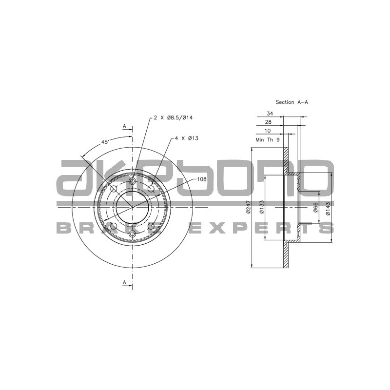 Disque de frein à l'unité AKEBONO